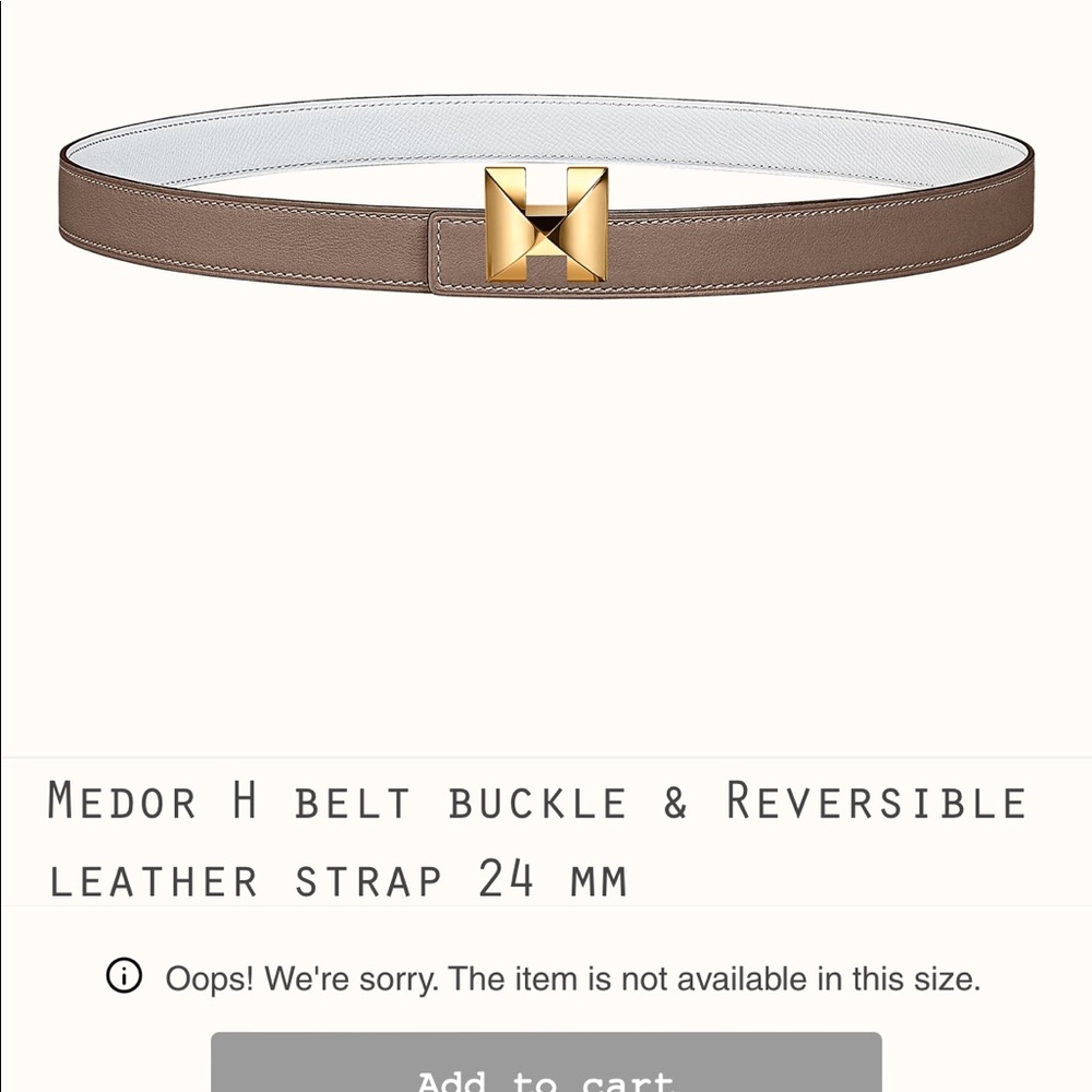 Hermes Belt Strap *Strap Only* Taupe/Blanc